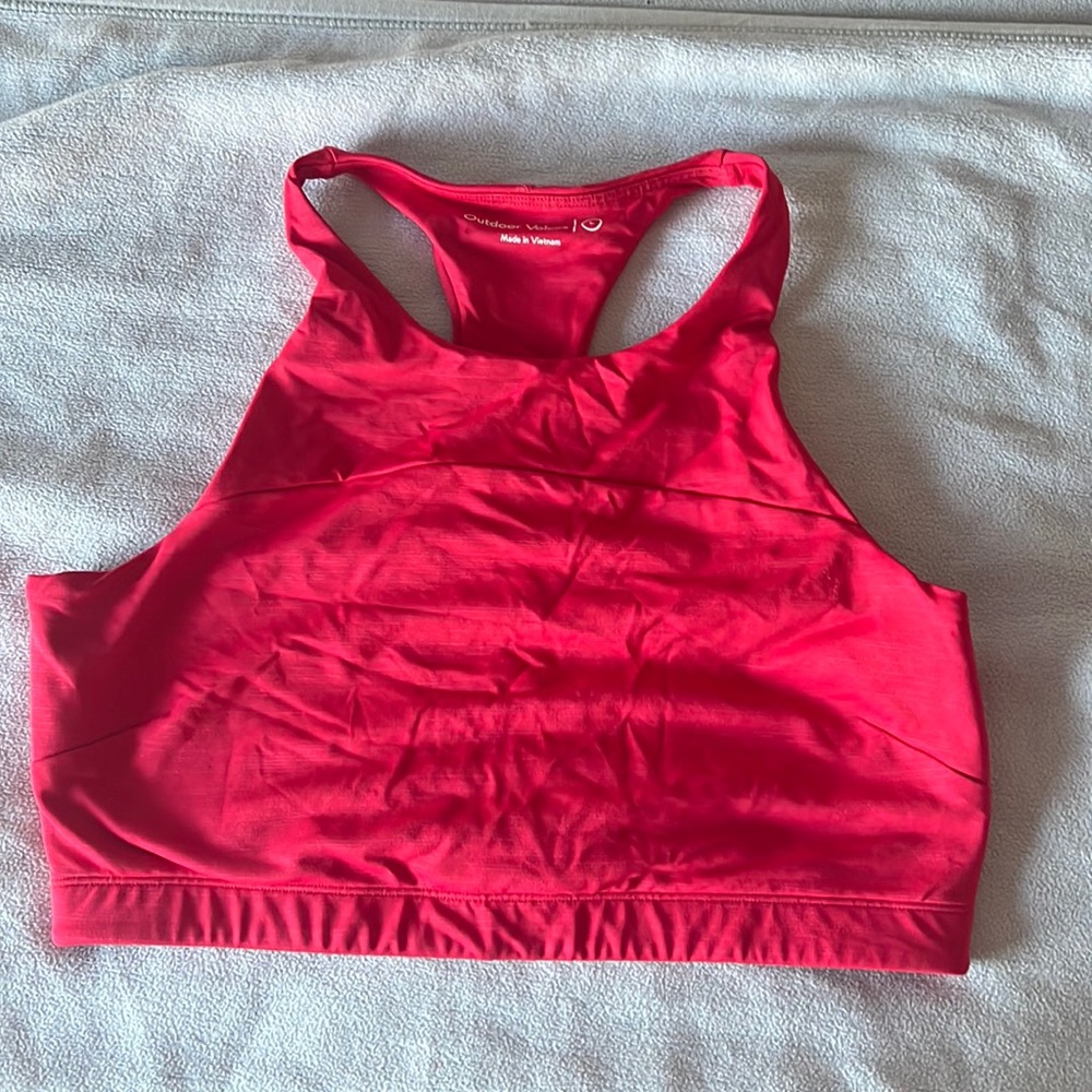 Outdoor voices berry red tech sweat crop top